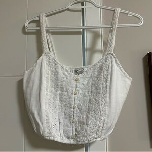 American Eagle Outfitters Cropped Tank Top | White